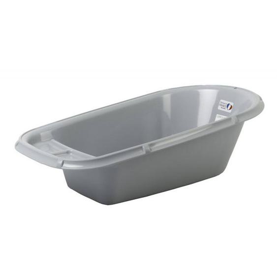 Baignoire Bébé - Thermobaby - Luxe Gris Charme - Taille Adaptée - Stable Et Robuste - Bouchon De Vidange Gris