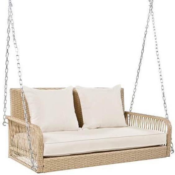 Balançoire de jardin, set de meubles de jardin pour lextérieur, rotin beige, coussin beige, 2 sièges,amovible et lavable