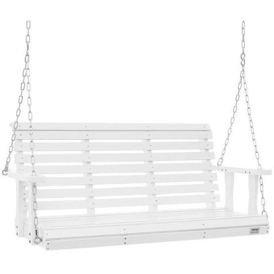 Balançoire de Porche en Bois-VEVOR-1370x710x600 mm-Charge 400 kg-Chaîne de Suspension-Cour et Jardin-Blanc