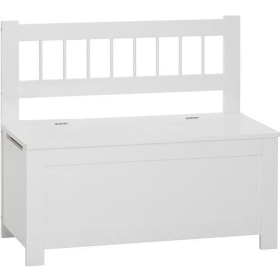 Banc - coffre à jouets en bois coloris blanc - L.74 x l.34 x H.64 cm