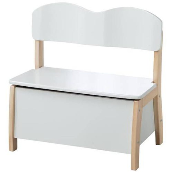 Banc Coffre À Jouets Pour Enfant En Bois - Roba - Meuble De Rangement 2 En 1 - Blanc / Naturel Blanc