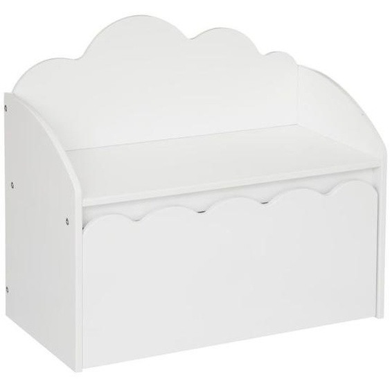 Banc coffre pour enfant en bois coloris blanc - Longueur 60 x Profondeur 53,4 x Hauteur 30 cm