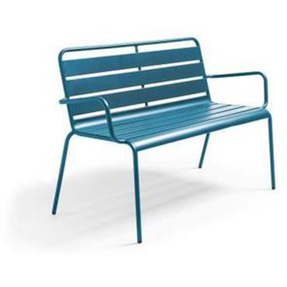 Banc de jardin en métal bleu pacific