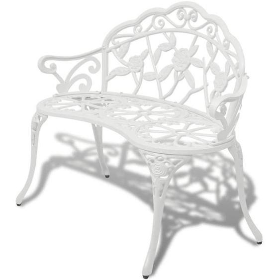 Banc de jardin meuble de patio d exterieur terrasse 100 x 54 x 80 cm aluminium coule blanc