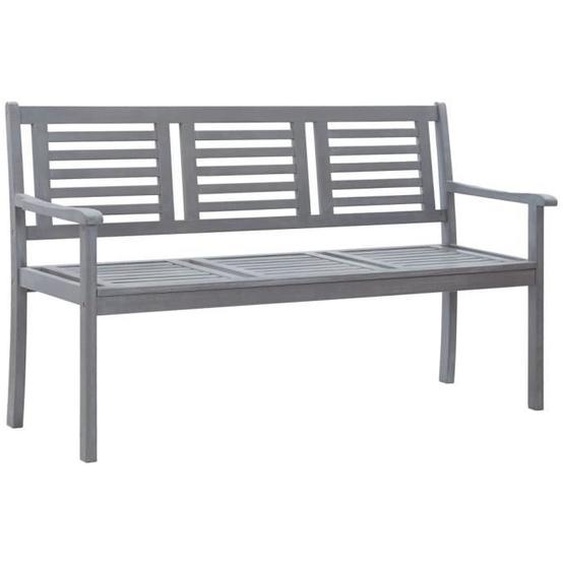 Banc de jardin meuble de patio d exterieur terrasse 3 places 150 x 60 x 89 cm gris bois d eucalyptus solide