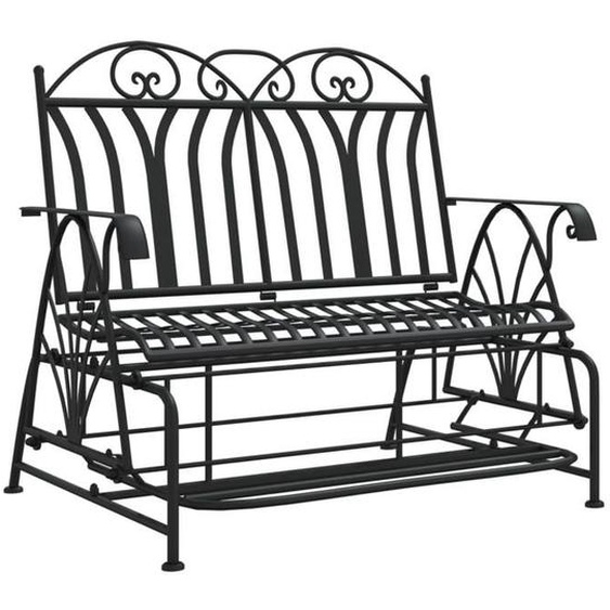 Banc de jardin meuble de patio d exterieur terrasse coulissant 2 places 114 cm noir acier