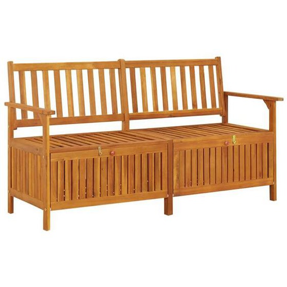 Banc de jardin meuble de patio d exterieur terrasse de rangement 148 cm bois d acacia solide