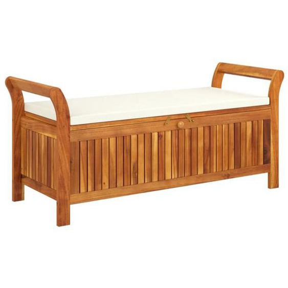 Banc de jardin meuble de patio d exterieur terrasse de rangement de jardin avec coussin 126 cm bois d acacia