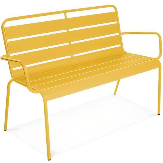 Banc de jardin - OVIALA - Palavas - Métal - Jaune - Style industriel