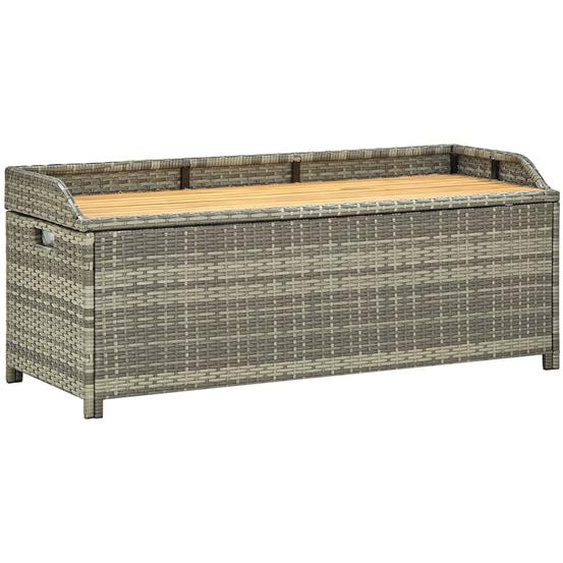 Banc de rangement de jardin 120 cm Résine tressée Gris