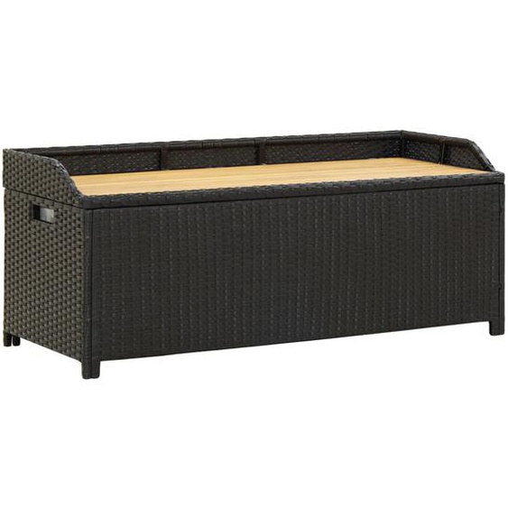 Banc de rangement de jardin 120 cm Résine tressée Noir