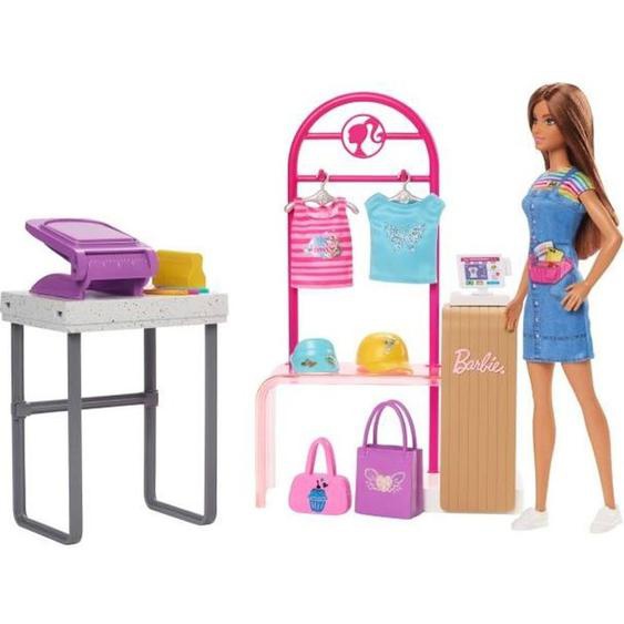 Barbie-coffret Boutique Créations, Avec Poupée Et Accessoires De Mode Hkt78 Rose