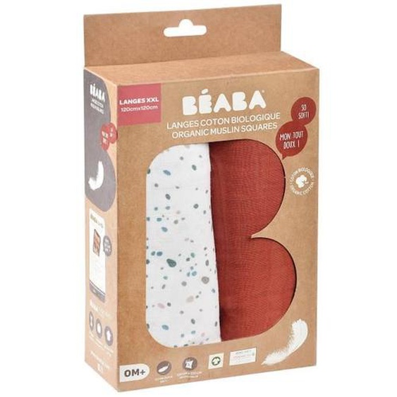 Beaba, Boîte 2 Langes 120cm - Brique / Terrazzo Rouge