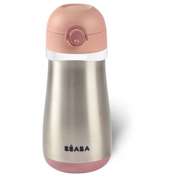 Beaba, Gourde Inox 350 Ml + Anse - Old Pink Rose