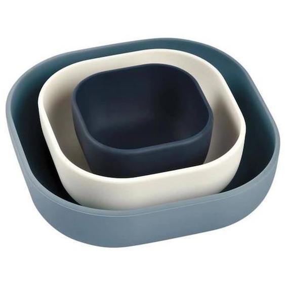 Beaba, Lot De 3 Bols Repas Enfants Silicone Gigogne, Bleu Bleu