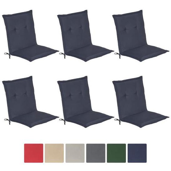 Beautissu Coussin dossier bas Loft NL Set de 6 100x50x6cm Bleu foncé - Coussin chaise bas - Coussin exterieur jardin