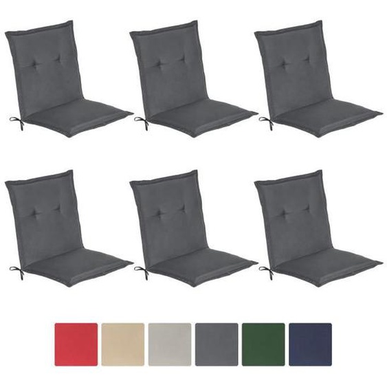 Beautissu Coussin dossier bas Loft NL Set de 6 100x50x6cm Gris Graphite - Coussin chaise bas - Coussin exterieur jardin