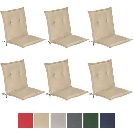 Beautissu Coussin dossier bas Loft NL Set de 6 100x50x6cm Nature - Coussin chaise bas - Coussin exterieur jardin