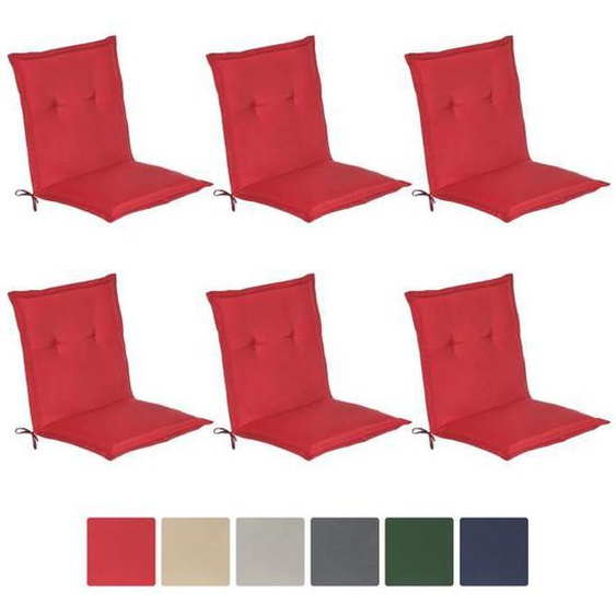 Beautissu Coussin dossier bas Loft NL Set de 6 100x50x6cm Rouge - Coussin chaise bas - Coussin exterieur jardin