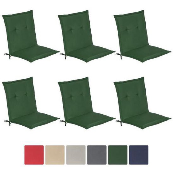 Beautissu Coussin dossier bas Loft NL Set de 6 100x50x6cm Vert foncé - Coussin chaise bas - Coussin exterieur jardin