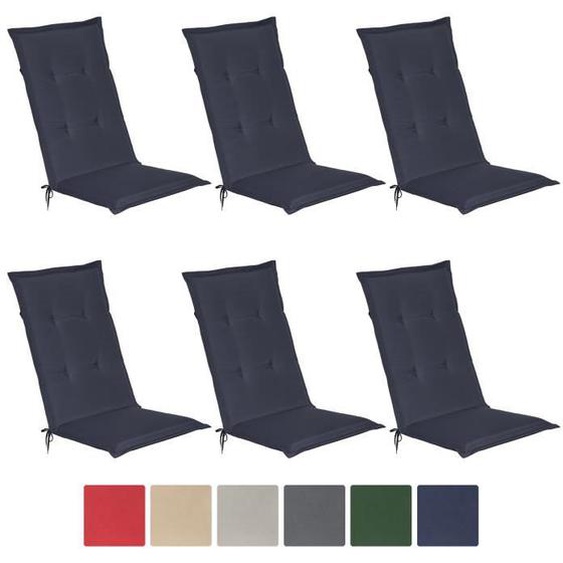 Beautissu Coussin dossier haut Loft HL Set de 6 120x50x6cm Bleu foncé - Coussin chaise dossier haut - Coussin exterieur jardin