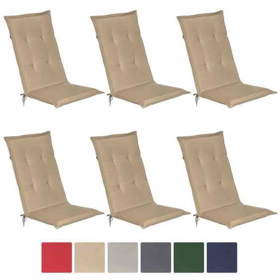 Beautissu Coussin dossier haut Loft HL Set de 6 120x50x6cm Nature - Coussin chaise dossier haut - Coussin exterieur jardin