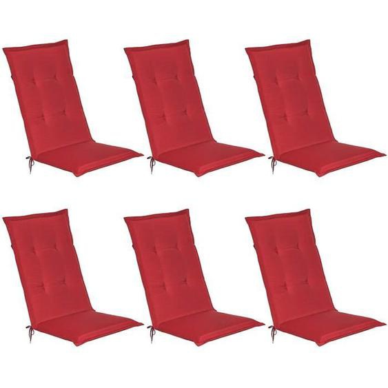 Beautissu Coussin dossier haut Loft HL Set de 6 120x50x6cm Rouge - Coussin chaise dossier haut - Coussin exterieur jardin