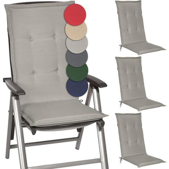 Beautissu Coussins Chaises Jardin Loft HL – Gris Claire - Set de 4-120x50x6cm – Haut Dossier – Extérieur