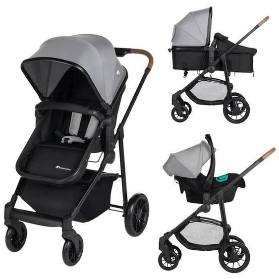 Bebeconfort Haze Poussette 3 En 1 I-size - Nacelle + Siège Auto Gr0+ Habillage Pluie Inclus - Naissance Jusquà 22kg, Tinted Gray Noir