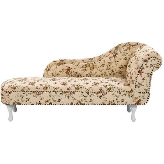 Beliani - Chaise longue Chesterfield en tissu beige à motif floral côté droit NIMES