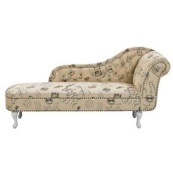 Beliani - Chaise longue Chesterfield en tissu imprimé beige côté droit NIMES