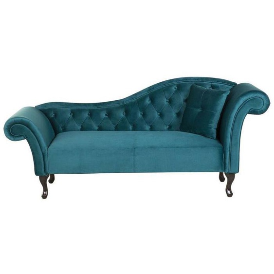 Beliani - Chaise longue en velours bleu paon côté droit LATTES