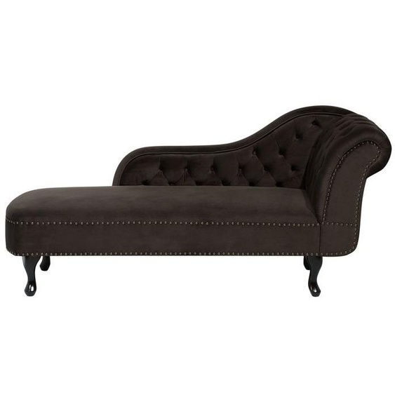 Beliani - Chaise longue en velours marron côté droit style Chesterfield NIMES