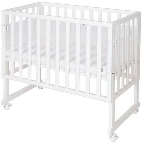 Berceau Cododo Roba 3en1 Réglable - Bois Blanc - Matelas - Barrières - Pourtour En Maille - 90 X 45 Cm Blanc