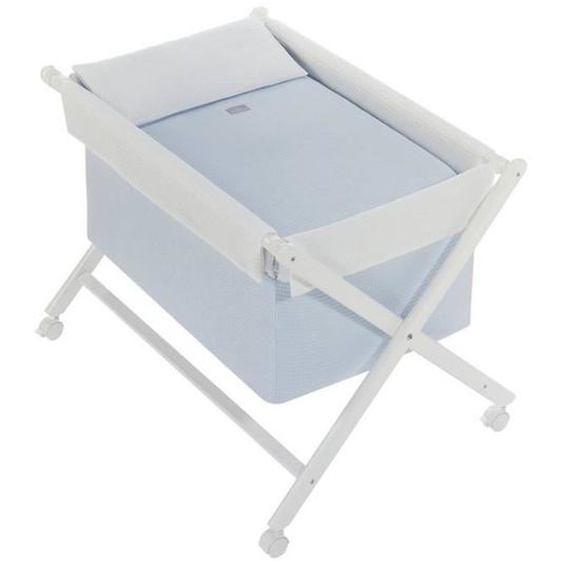 Berceau En Croix - Interbaby - Mod.astrid - Bleu - Matelas Inclus - Bois Blanc