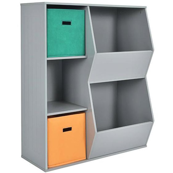 Bibliotheque enfant 2 paniers de rangement meuble de rangement pour enfant 3 cubes 2 grandes boîtes rangement ouvertes g