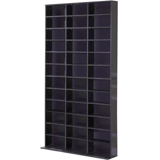 Bibliothèque HOMCOM pour rangement CD/DVD - Noir - 33 compartiments réglables en hauteur - 102L x 24l x 195H cm