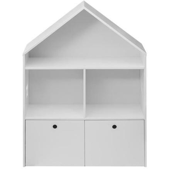 Bibliothèque pour enfants - Rebecca Mobili - Coffre à jouets en Bois Blanc - 2 Tiroirs - 3 Étagères