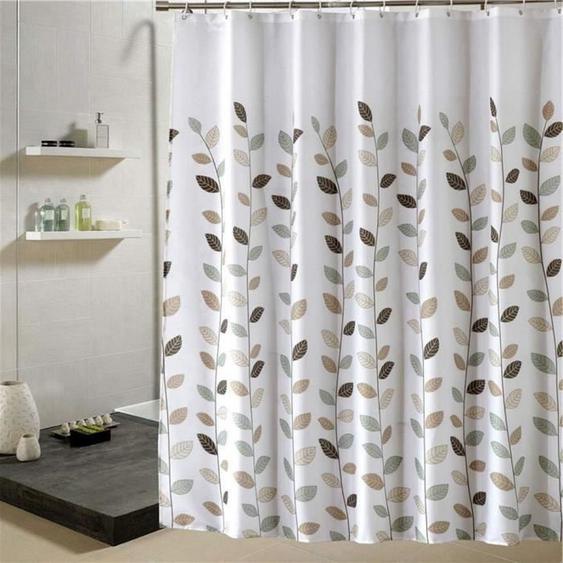 Blanc Rideau de Douche 180x200 cm, Tissu en Polyester Imperméable Anti Moisissure Lavable Salle de Bain Rideau