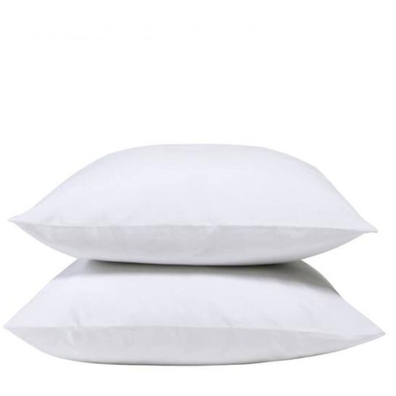 Bleu Calin Lot De 2 Taies Doreiller 100% Percale De Coton 65x65cm - Blanc Blanc