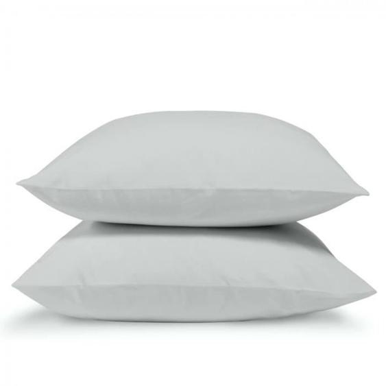 Bleu Calin Lot De 2 Taies Doreiller 100% Percale De Coton 65x65cm - Gris Clair Gris