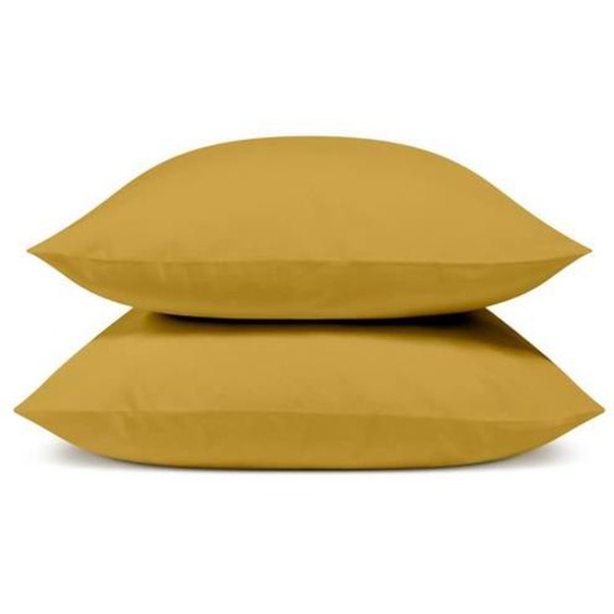 Bleu Calin Lot De 2 Taies Doreiller 100% Percale De Coton 65x65cm - Moutarde Jaune