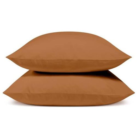 Bleu Calin Lot De 2 Taies Doreiller 100% Percale De Coton 65x65cm - Terracotta Orange