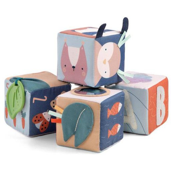 Blocs Souples Pour Bébé Woodland (4pcs) - Tissu - Eveil - Sebra Bleu