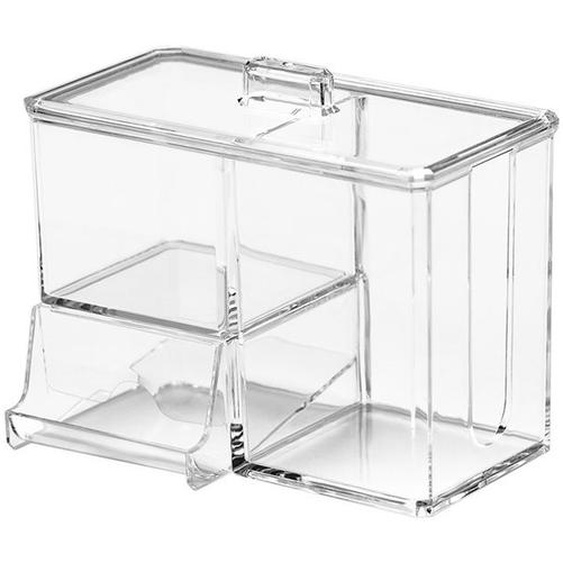 BoîTe de Rangement CosméTique Transparente Organisateur de Maquillage Coton-Tige BoîTe de Rangement de Tampon de Coton Bureau