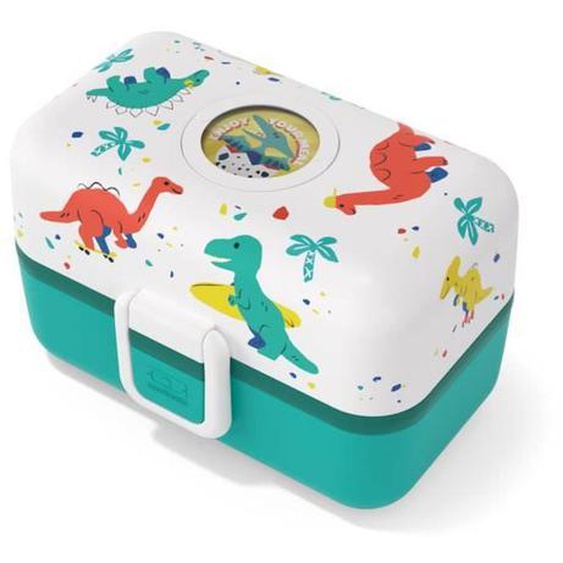 Boite Repas Enfant - Monbento - Mb Tresor Bleu Dino - 3 Compartiments - Rectangulaire - Style Enfant Bleu