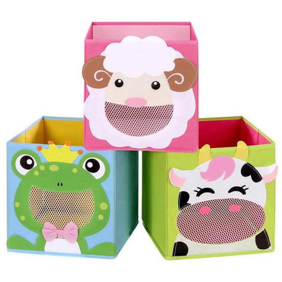 Boîtes de rangement lot de 3 organisateurs de jouets coffre panier pliables pour chambre d enfant salle de jeux 27 x 27