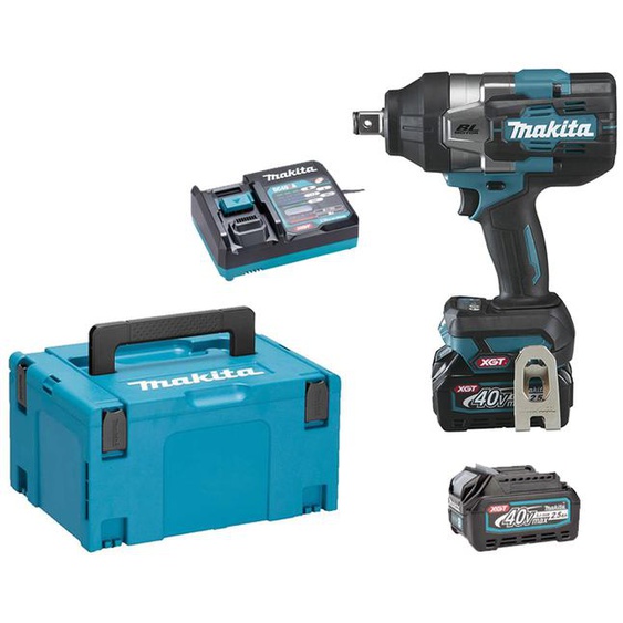 Boulonneuse à chocs 40V + 2 batteries 2,5Ah + chargeur rapide + MAKPAC 3 - MAKITA - TW001GD201