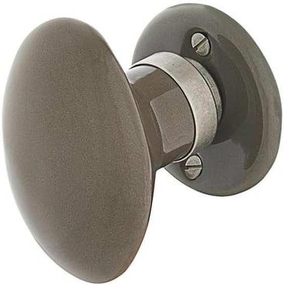 Bouton de fenêtre ovale sur rosace porcelaine taupe