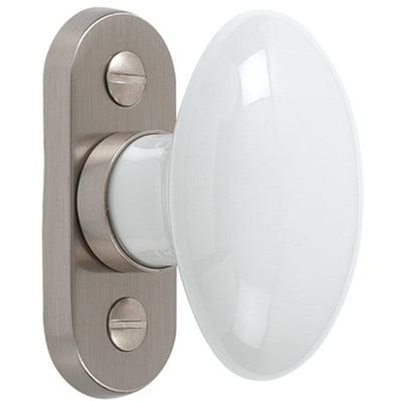 Bouton de porte ovale sur platine inox brossé